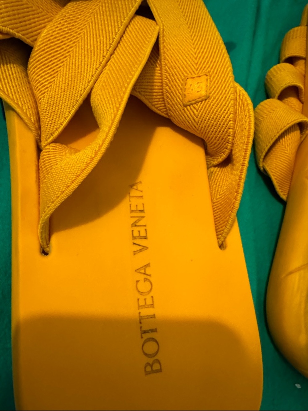 Bottega Veneta Orange Elastic Braided Slide Sandals - Picture 4 of 6